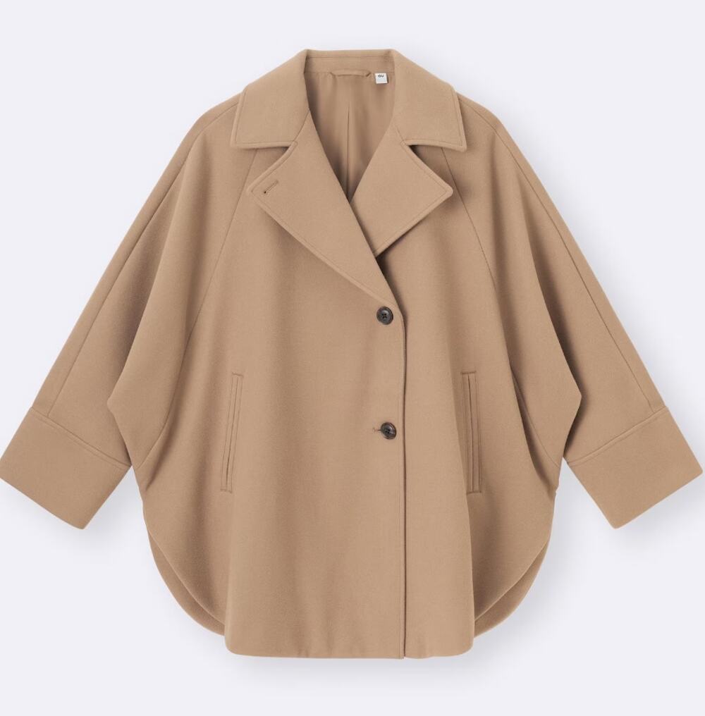 GU COZY MELTON Cape Coat in 34 Brown (Camel)